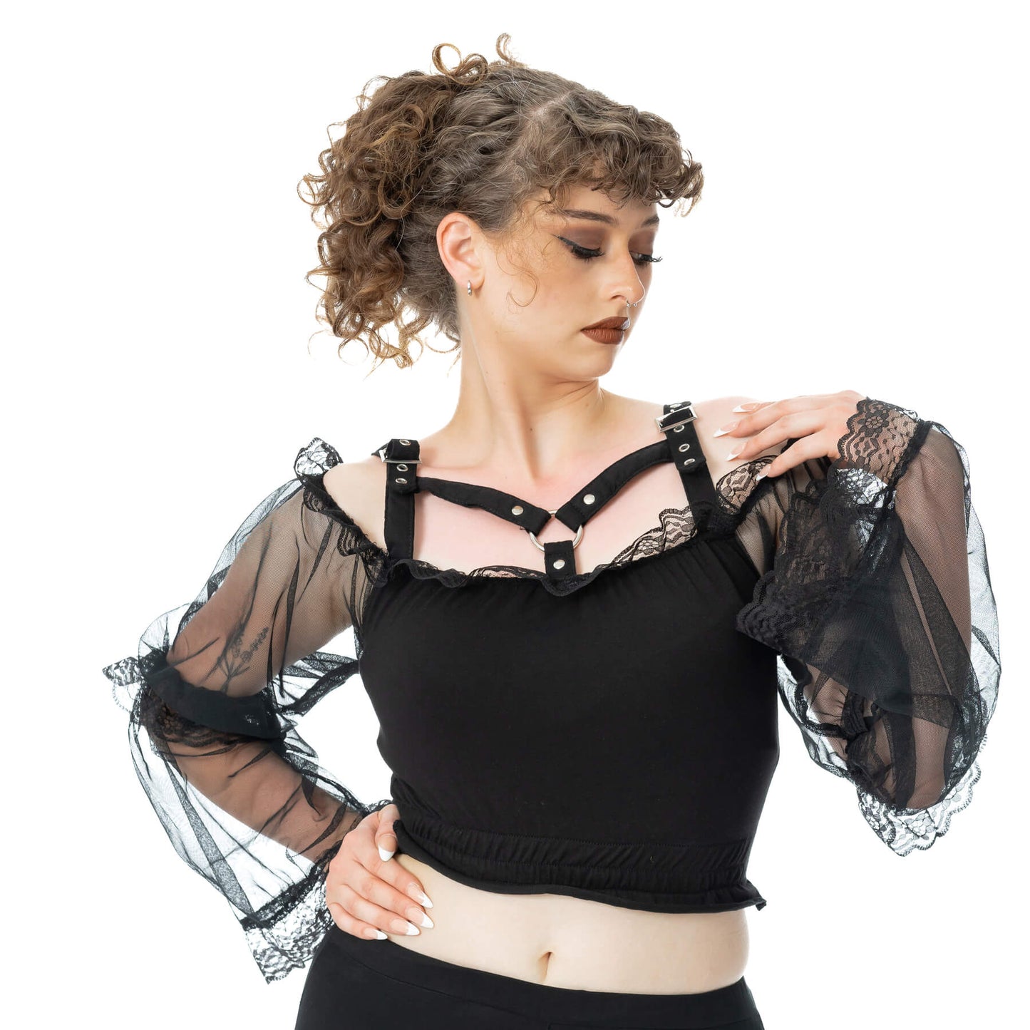 Poizen Industries Shadowfang Harness-Style Top in Black