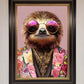 Funky Sloth with Sunglasses Framed Poster