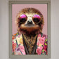 Funky Sloth with Sunglasses Framed Poster