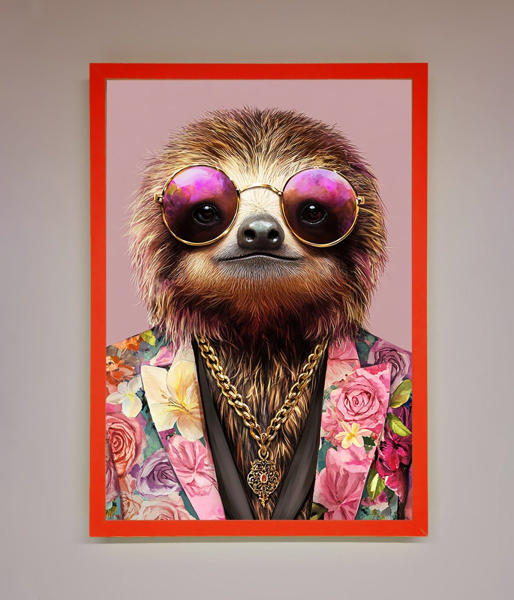 Funky Sloth with Sunglasses Framed Poster