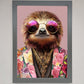 Funky Sloth with Sunglasses Framed Poster