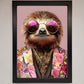 Funky Sloth with Sunglasses Framed Poster