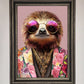 Funky Sloth with Sunglasses Framed Poster