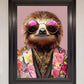 Funky Sloth with Sunglasses Framed Poster