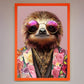 Funky Sloth with Sunglasses Framed Poster