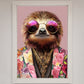 Funky Sloth with Sunglasses Framed Poster