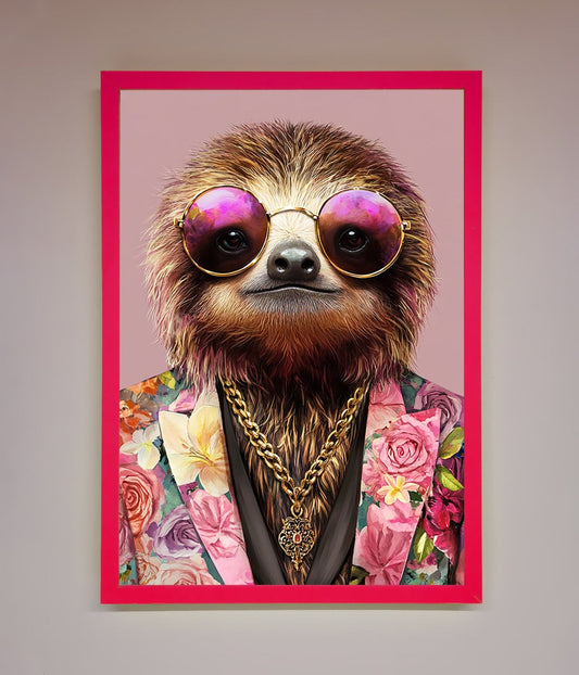 Funky Sloth with Sunglasses Framed Poster