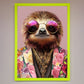 Funky Sloth with Sunglasses Framed Poster