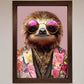 Funky Sloth with Sunglasses Framed Poster