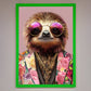 Funky Sloth with Sunglasses Framed Poster