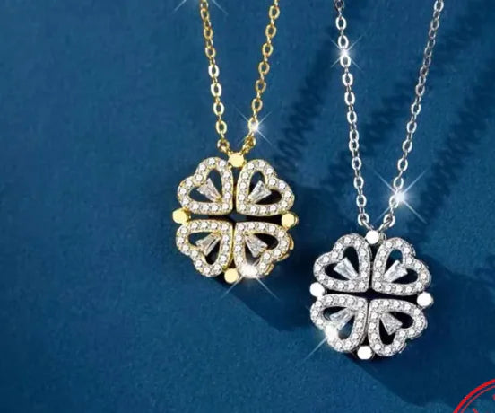 Clover and Heart Design Pendant Necklace