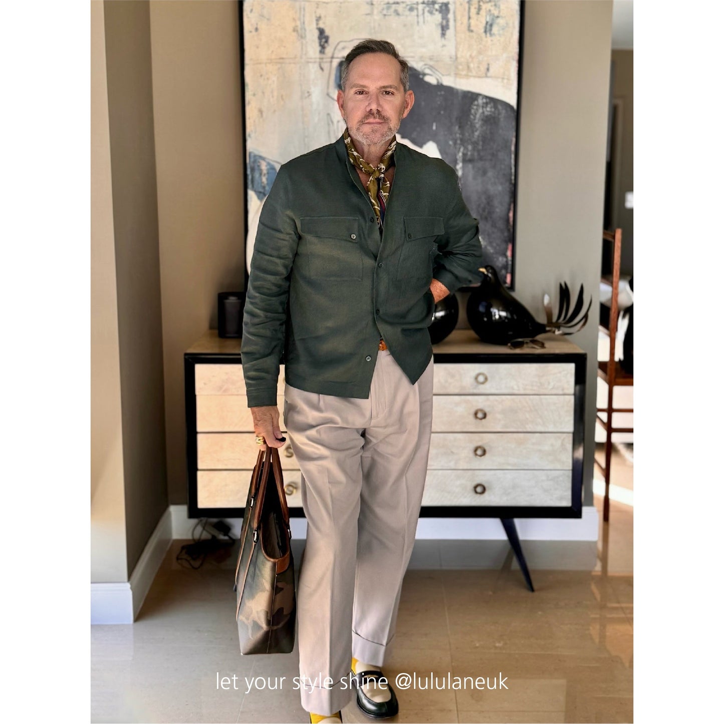 Stylised Bird Print Organic Cotton Silk Scarf