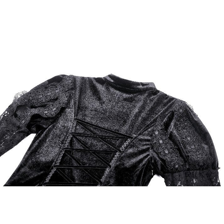 Dark in Love Onyx Romantic Gothic Velvet Lace Princess Gown