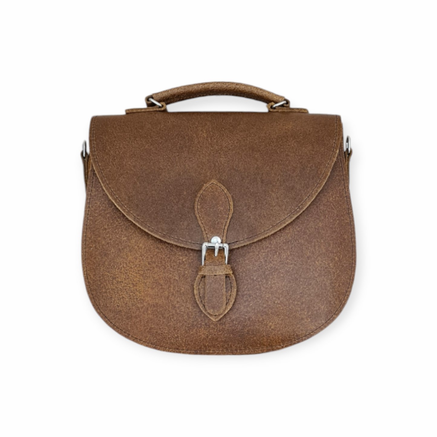 Handmade Tannery Leather Saddle Bag in Tan