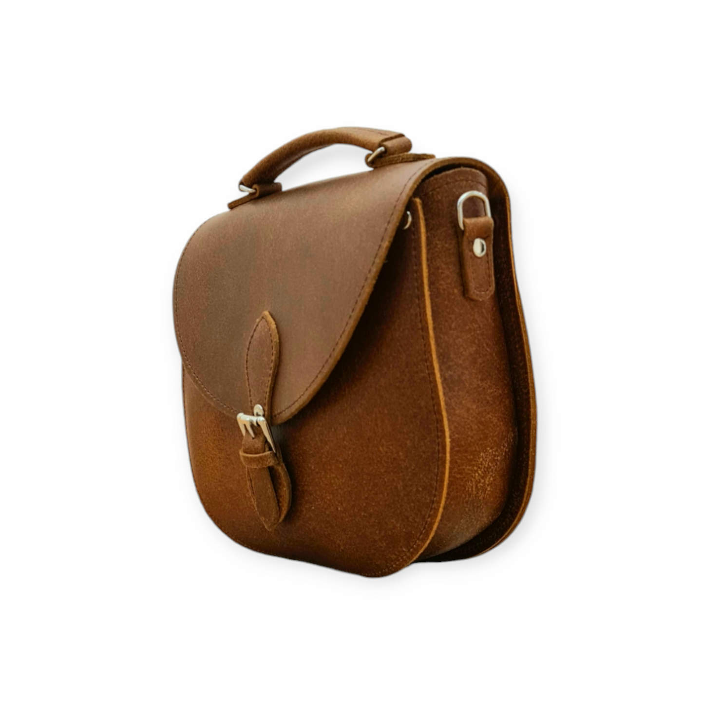 Handmade Tannery Leather Saddle Bag in Tan