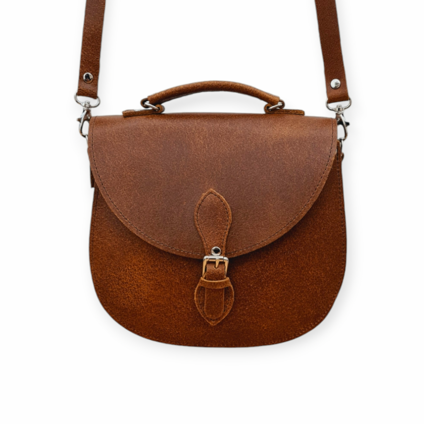 Handmade Tannery Leather Saddle Bag in Tan