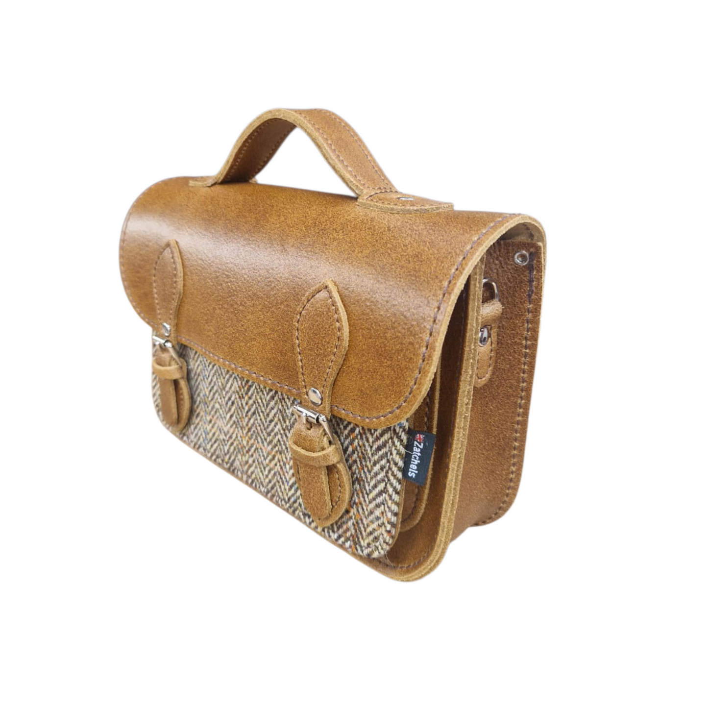 Midi Tannery & Tweed Satchel in Tan