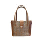 Tannery Tweed & Leather Mini Twist Lock Shopper Bag in Tan