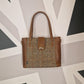 Tannery Tweed & Leather Mini Twist Lock Shopper Bag in Tan