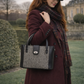 Tannery Tweed & Leather Mini Twist Lock Shopper Bag in Black