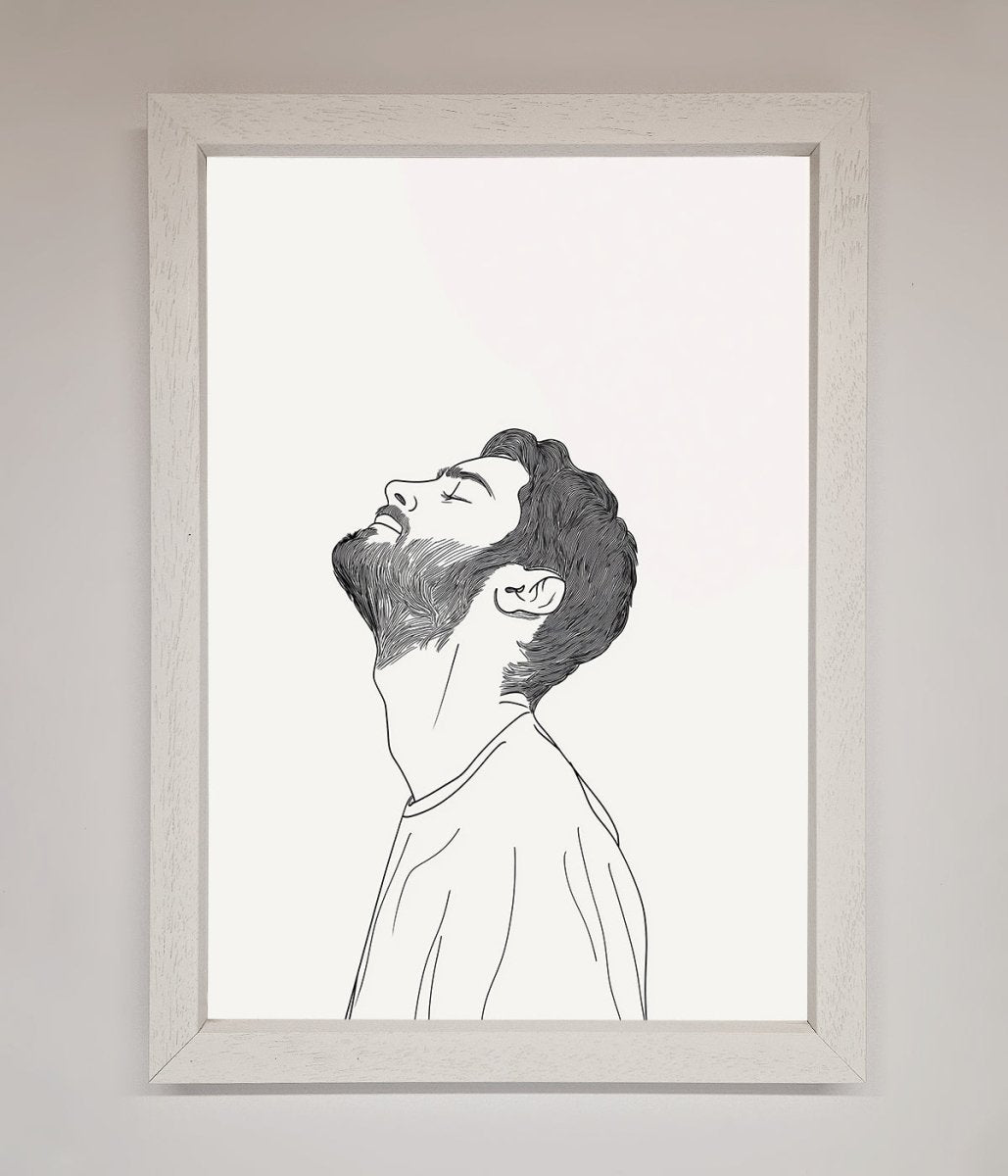The Man in the Morning, Line Art Framed Print