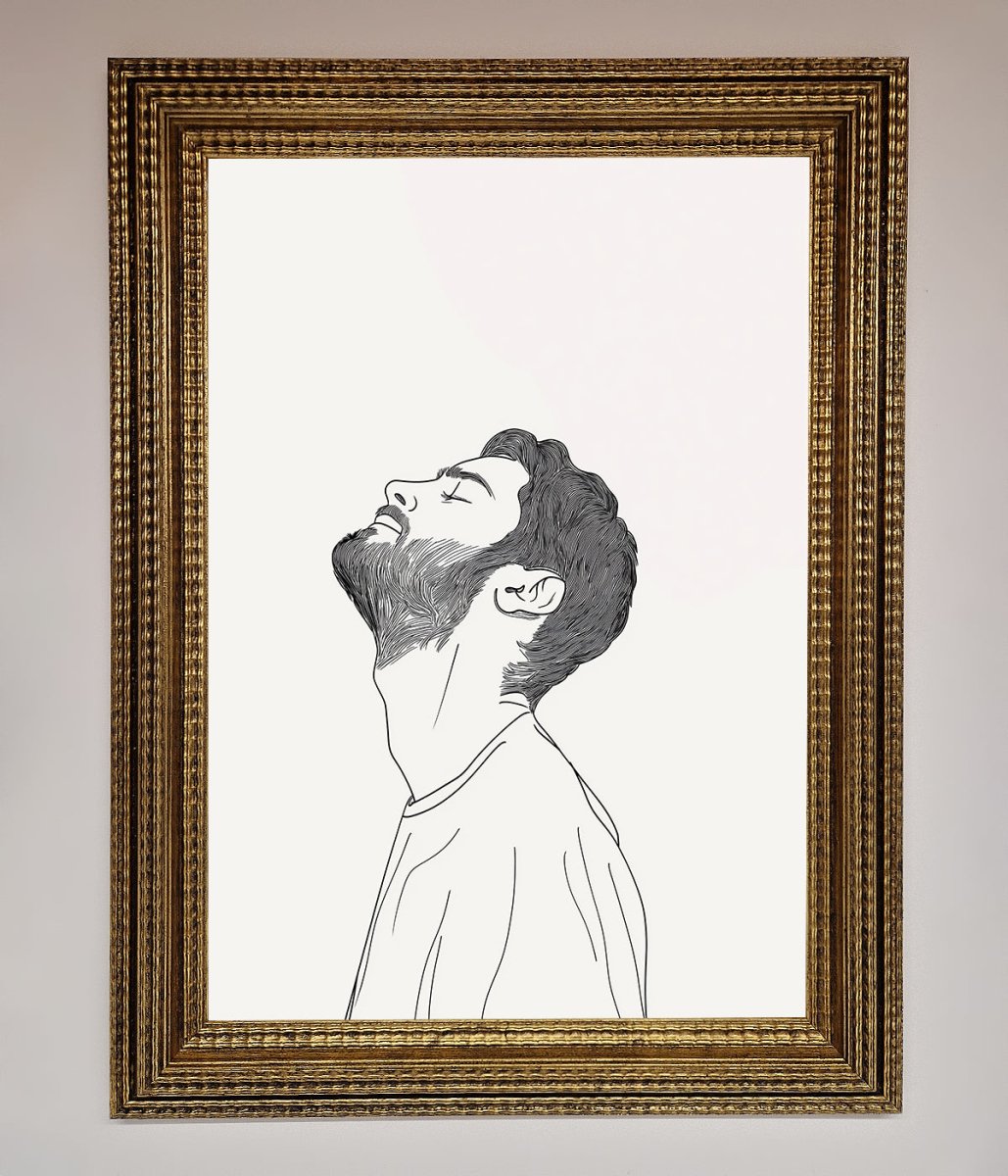 The Man in the Morning, Line Art Framed Print