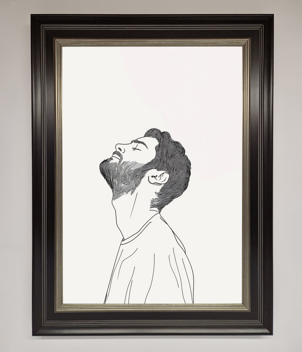 The Man in the Morning, Line Art Framed Print