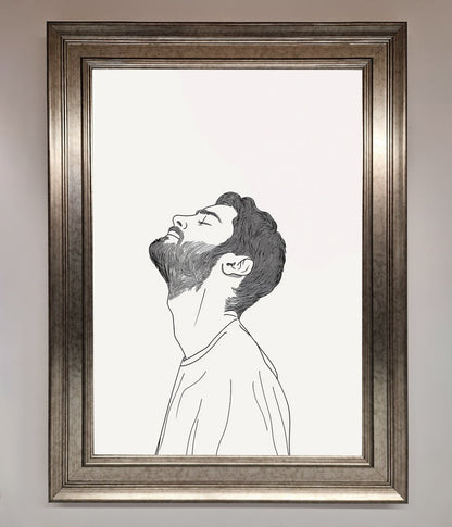 The Man in the Morning, Line Art Framed Print