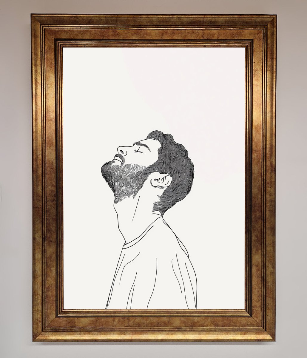 The Man in the Morning, Line Art Framed Print