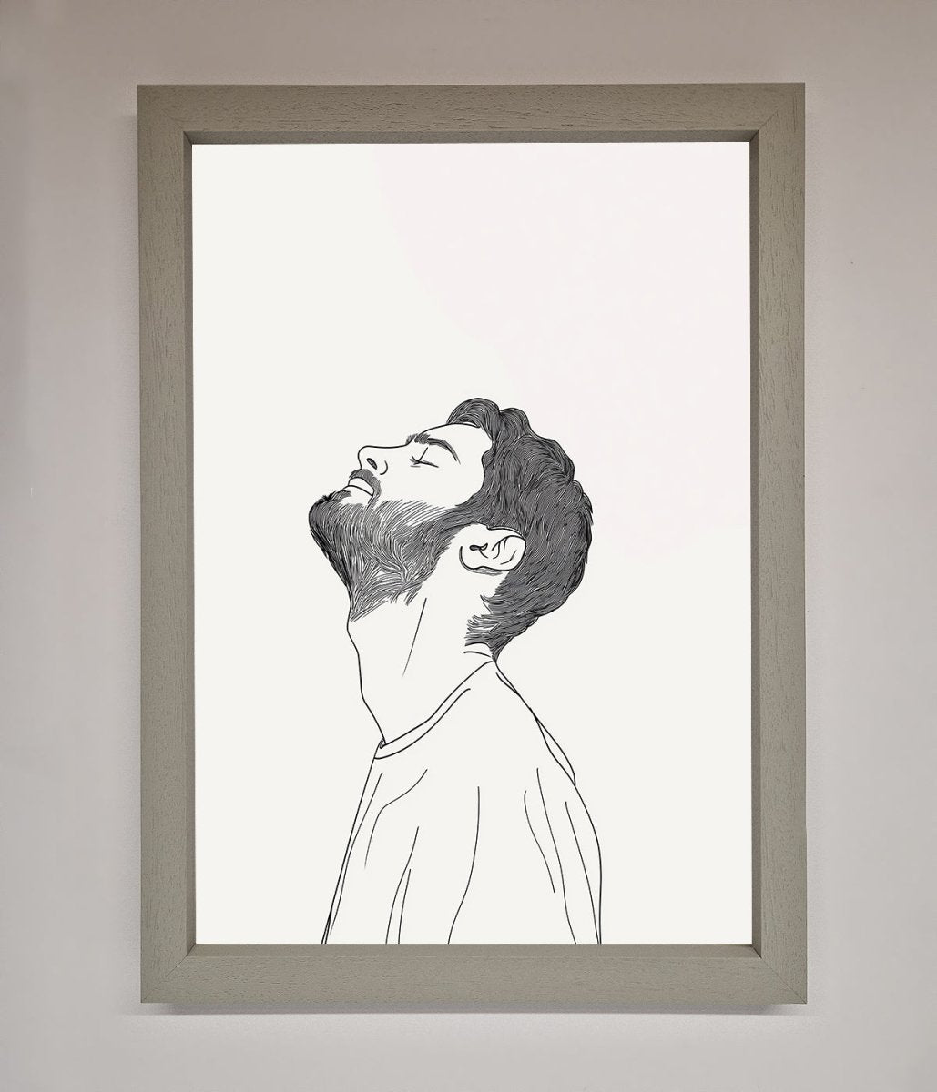 The Man in the Morning, Line Art Framed Print