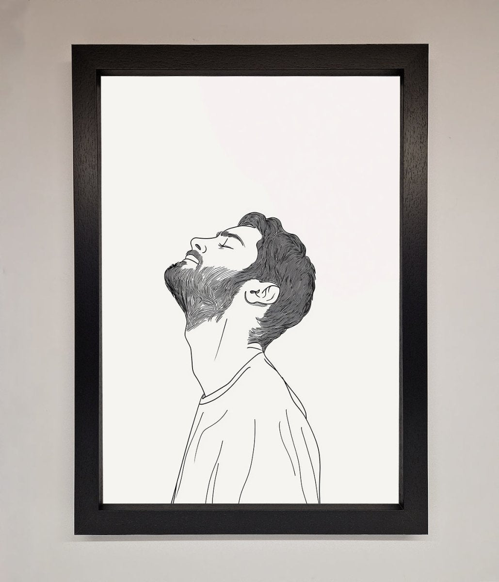 The Man in the Morning, Line Art Framed Print