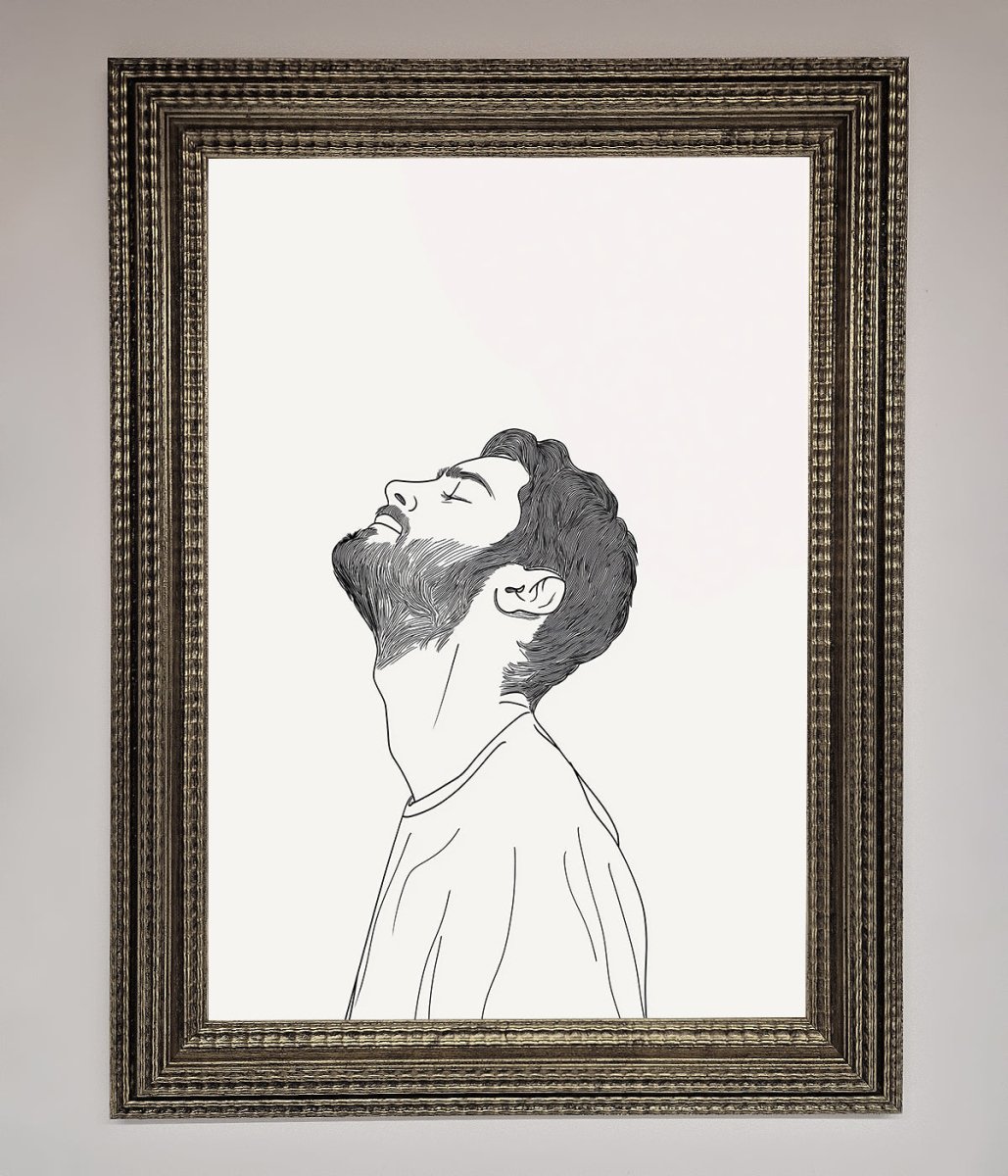 The Man in the Morning, Line Art Framed Print