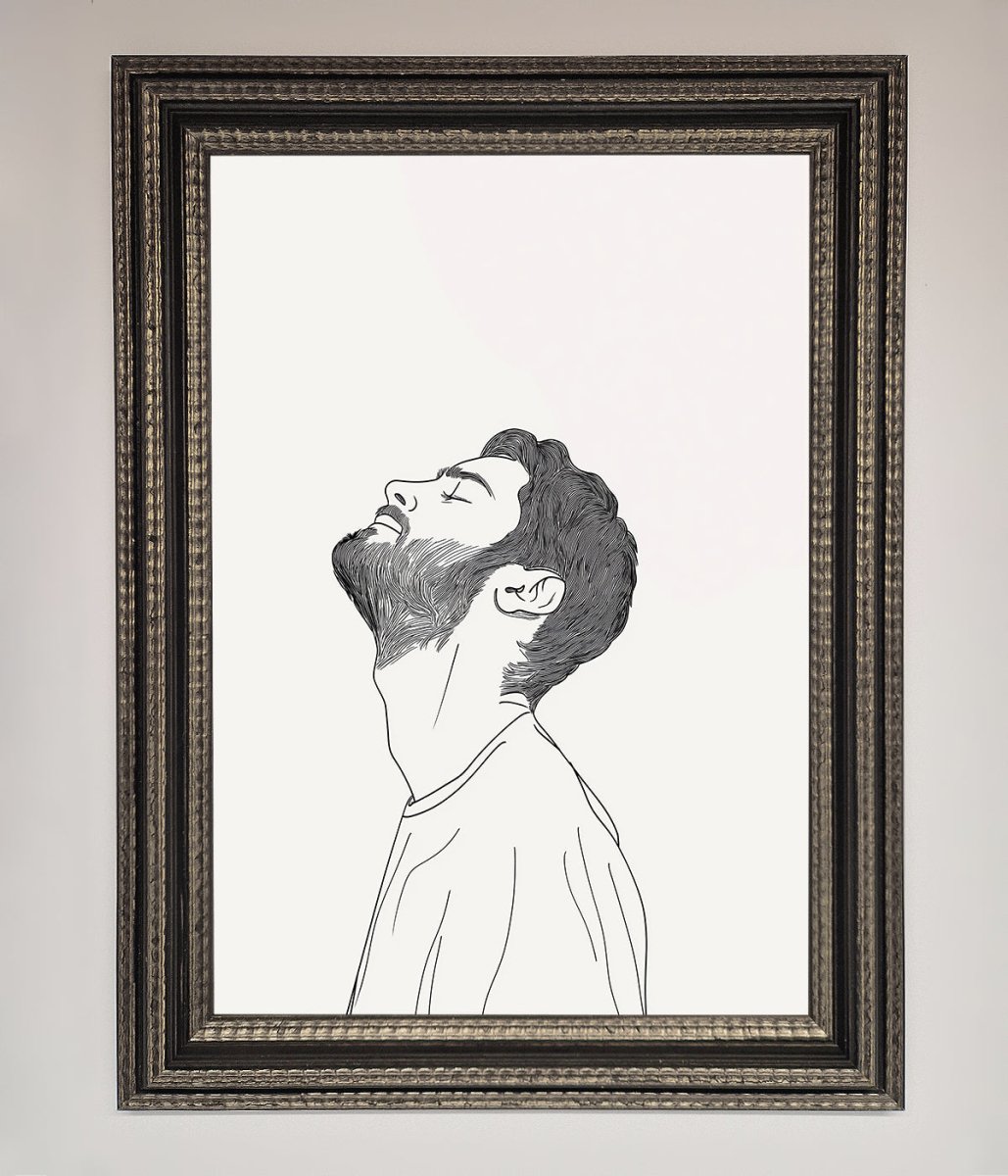The Man in the Morning, Line Art Framed Print