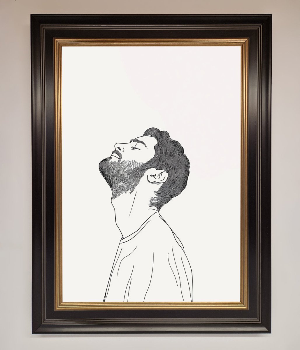 The Man in the Morning, Line Art Framed Print