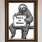 Time is an Illusion Sloth Black Framed Poster