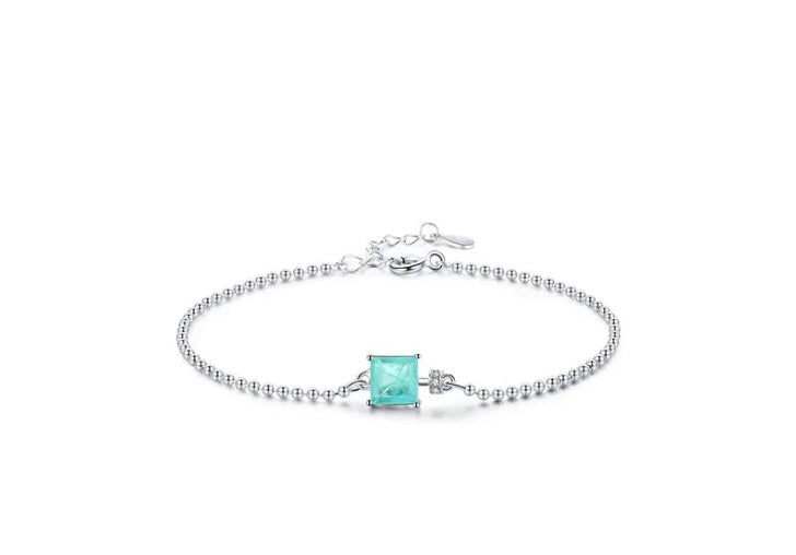 925 Sterling Silver Imitation Paraiba Tourmaline Gemstone Bracelet