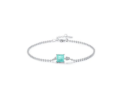 925 Sterling Silver Imitation Paraiba Tourmaline Gemstone Bracelet