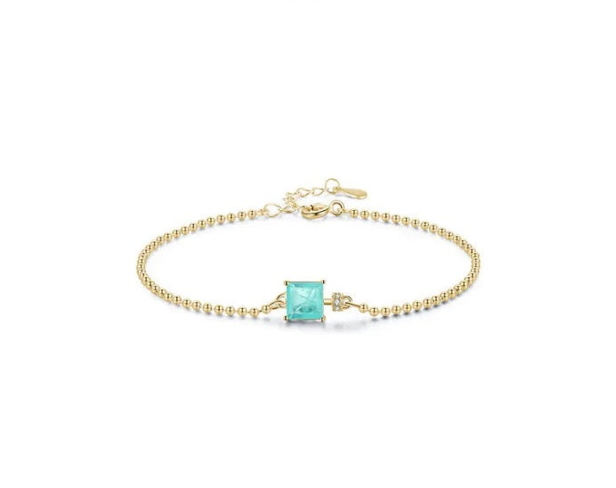 925 Sterling Silver Imitation Paraiba Tourmaline Gemstone Bracelet