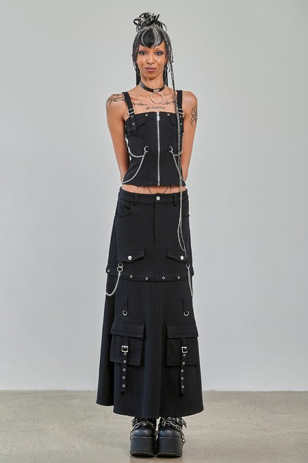 Banned Apparel Gothic Cargo Skirt Black Zip-Off Punk-Style