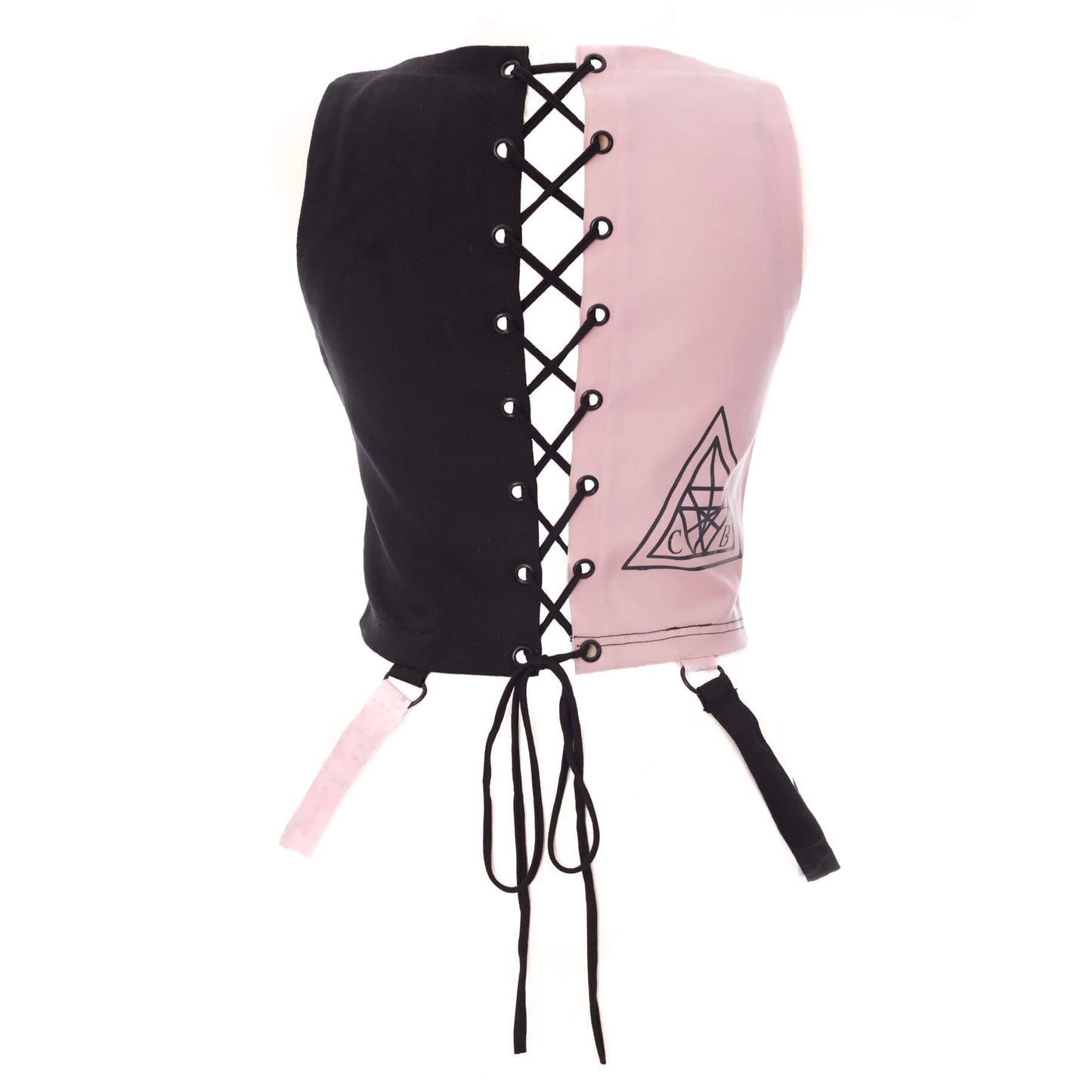 Chemical Black Veil and Void Harness Crop Top in Black & Pink