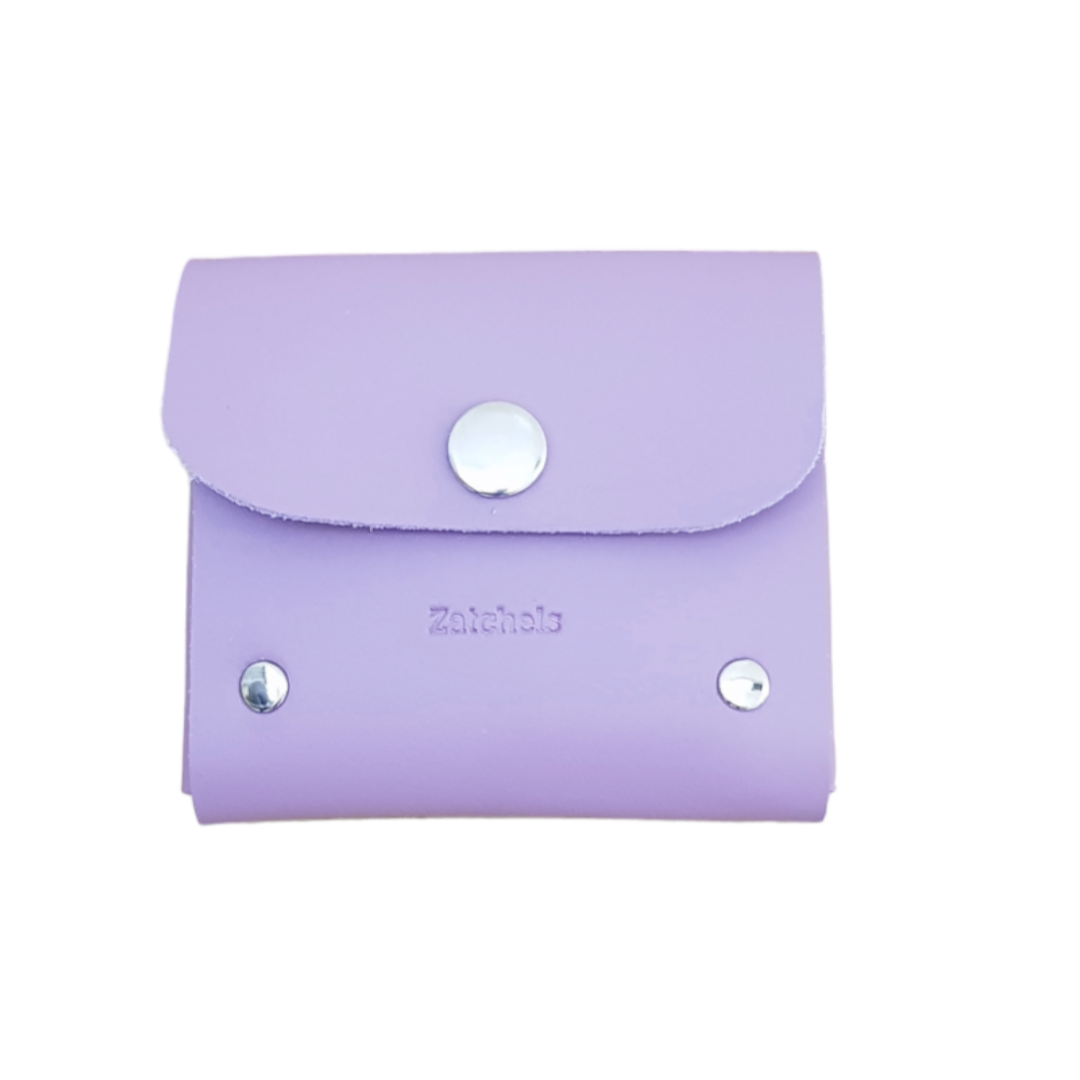 Handmade Leather Simple Coin Purse in Pastel Violet