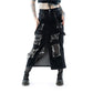 Vixxsin Runa Distressed Denim Maxi Skirt in Black Stonewash