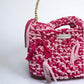 Pink Handmade Crochet Handbag with Gold Chain Strap