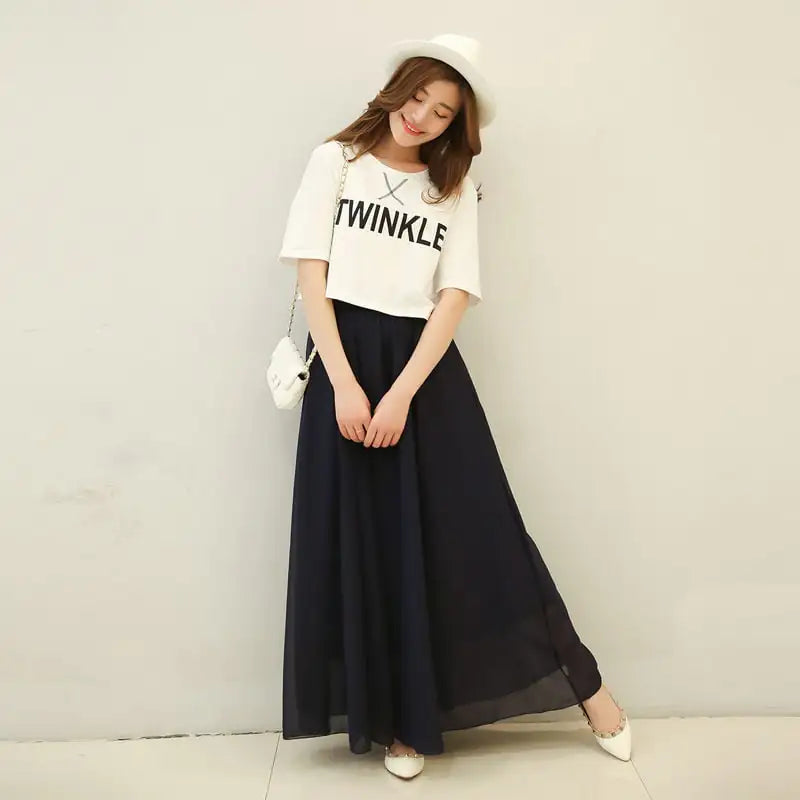 High Waist Long or Half-Length Floaty Chiffon Skirt, Spring and Summer Collection