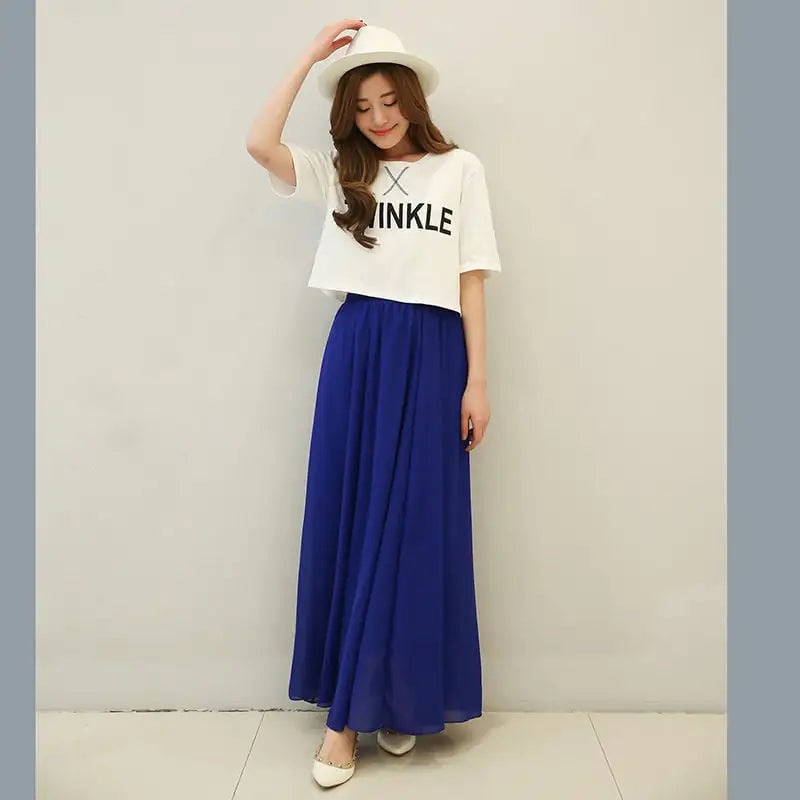 High Waist Long or Half-Length Floaty Chiffon Skirt, Spring and Summer Collection