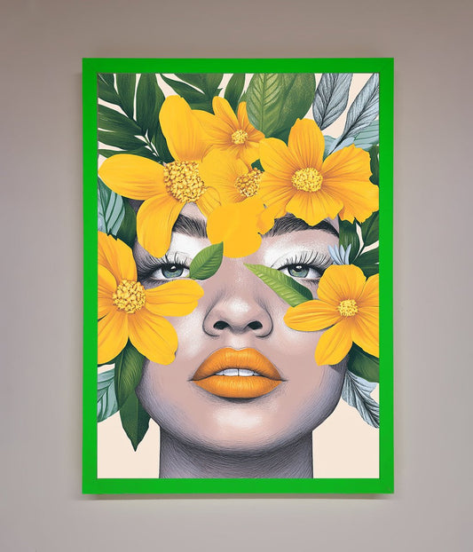 Yellow Flowers Head Framed Poster