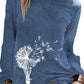 Women's Dandelion Design Nature Lover Long Sleeve T-Shirt