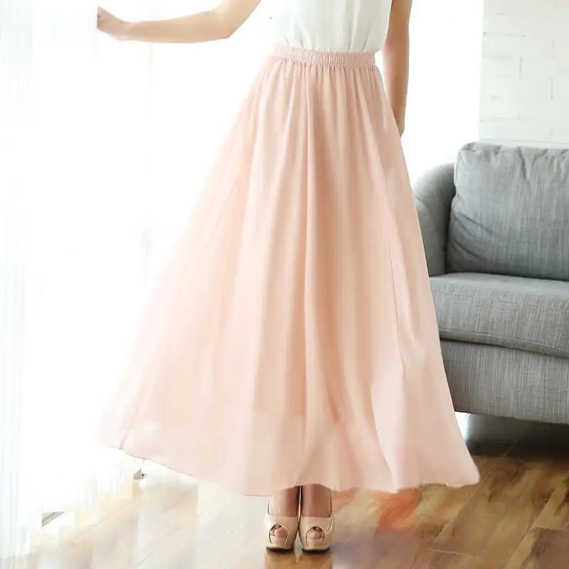High Waist Long or Half-Length Floaty Chiffon Skirt, Spring and Summer Collection