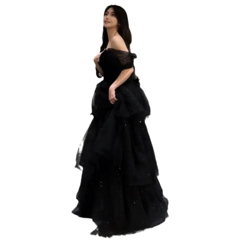 Vireous Floaty Sheer Tulle Evening Dress, Princess Sleeves Vireous.Shop Vireous Floaty Sheer Tulle Evening Dress, Princess Sleeves Vireous.Shop