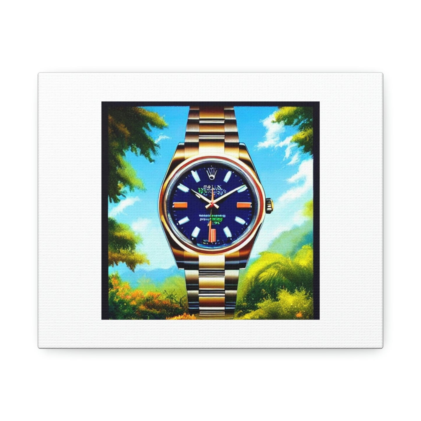 Rolex Outside An Airplane Window Digital Art 'Designed by AI' sur Satin Canvas